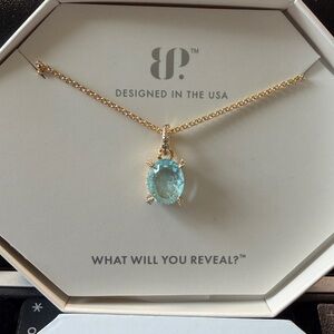 BP Gold Necklace with Aquamarine Gem